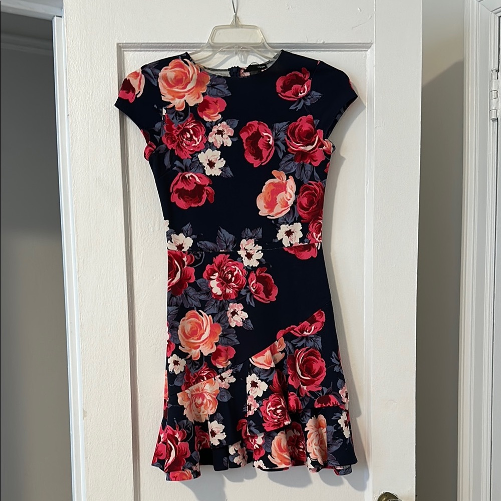 Aqua Red and Pink Peplum Mini Dress Fit and Flare
